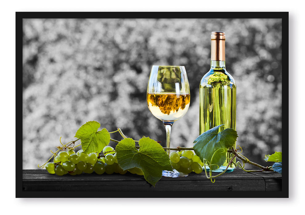 Pixxprint Weinverkostung im Sommer, Poster mit Bilderrahmen