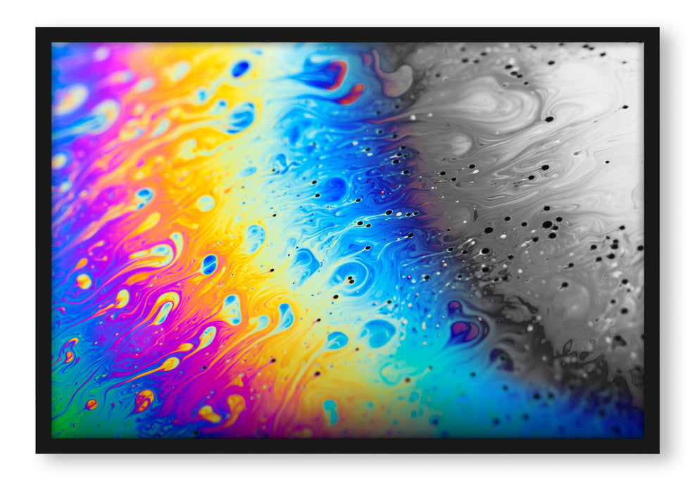 Pixxprint Ölspritzer auf Glas, Poster mit Bilderrahmen