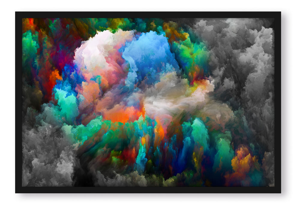 Pixxprint Buntes Farbenmeer Holi, Poster mit Bilderrahmen