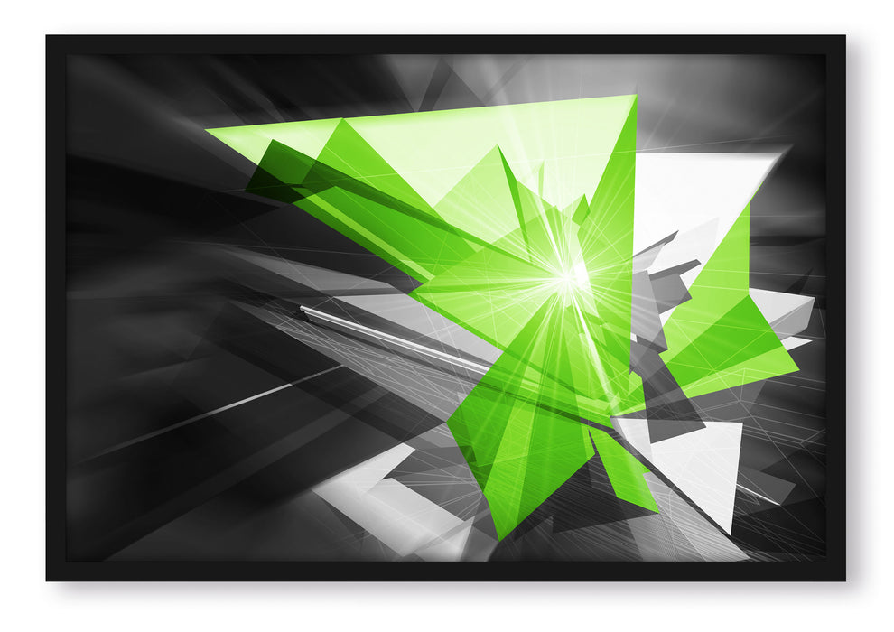 Pixxprint Abstrakt grünes Eis, Poster mit Bilderrahmen