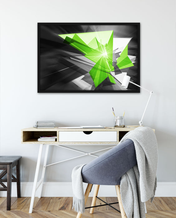 Abstrakt grünes Eis, Poster mit Bilderrahmen