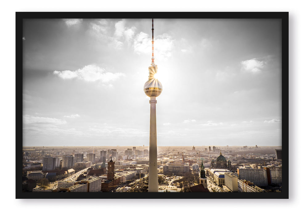 Pixxprint Berliner Fernsehturm, Poster mit Bilderrahmen