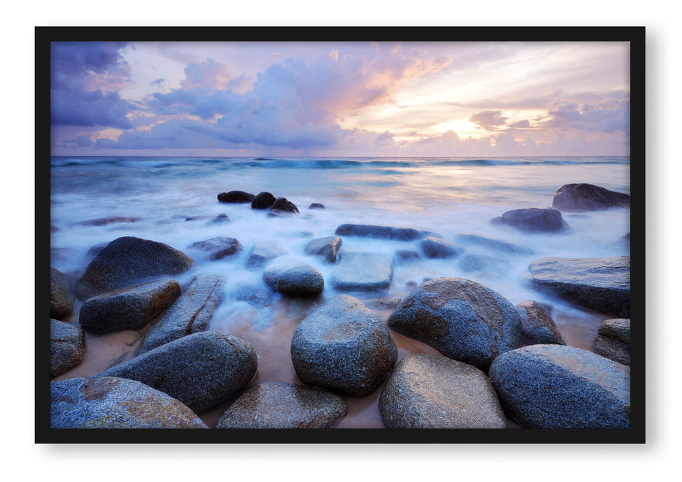 Pixxprint Romantisches Meer, Poster mit Bilderrahmen