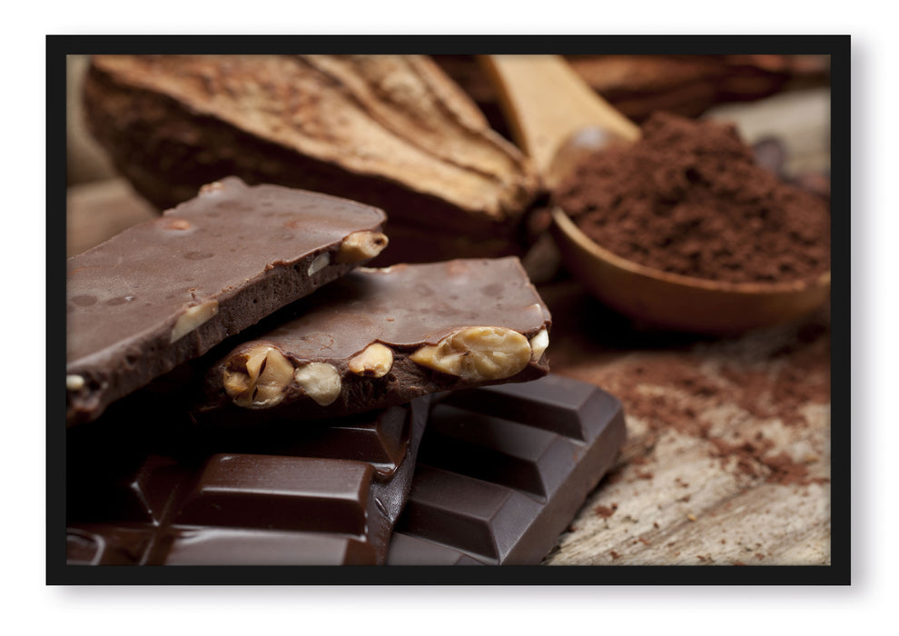 Pixxprint Leckere Schokolade, Poster mit Bilderrahmen