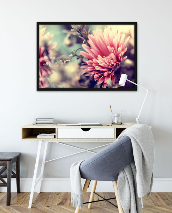 Romantische Blumen, Poster mit Bilderrahmen