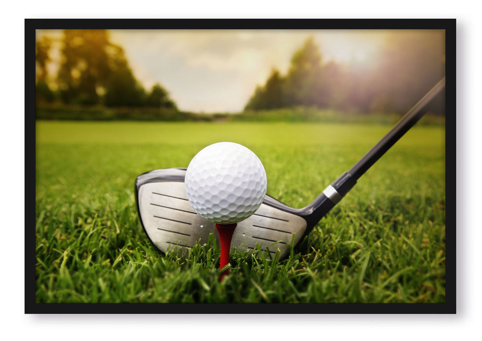 Pixxprint Golf Abschlag, Poster mit Bilderrahmen