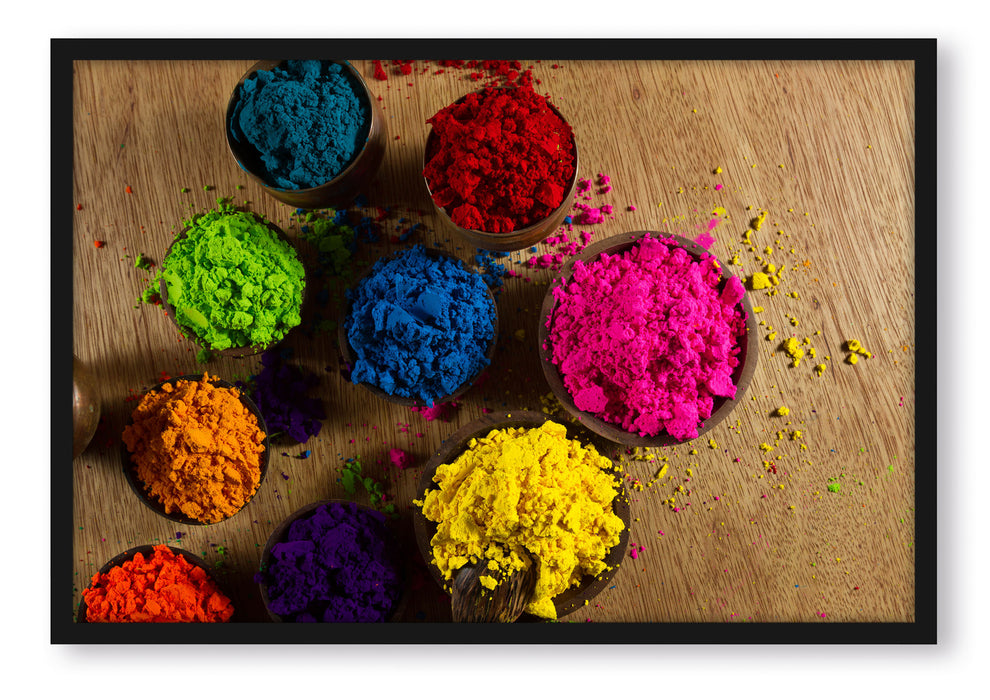 Pixxprint Indisches Farbpulver, Poster mit Bilderrahmen