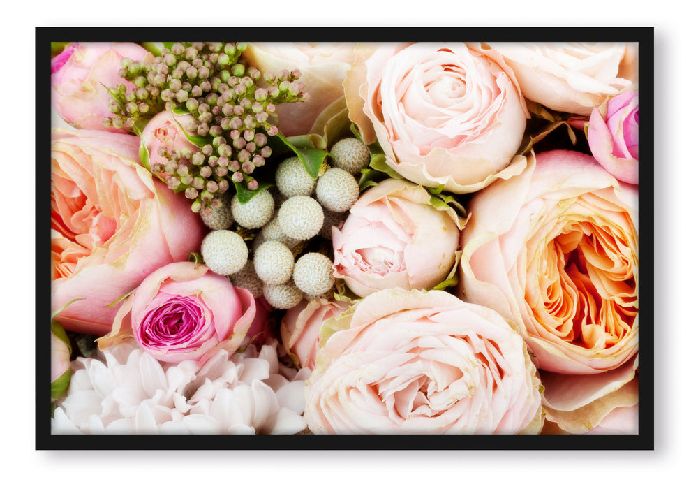 Pixxprint Rosa Rosen, Poster mit Bilderrahmen