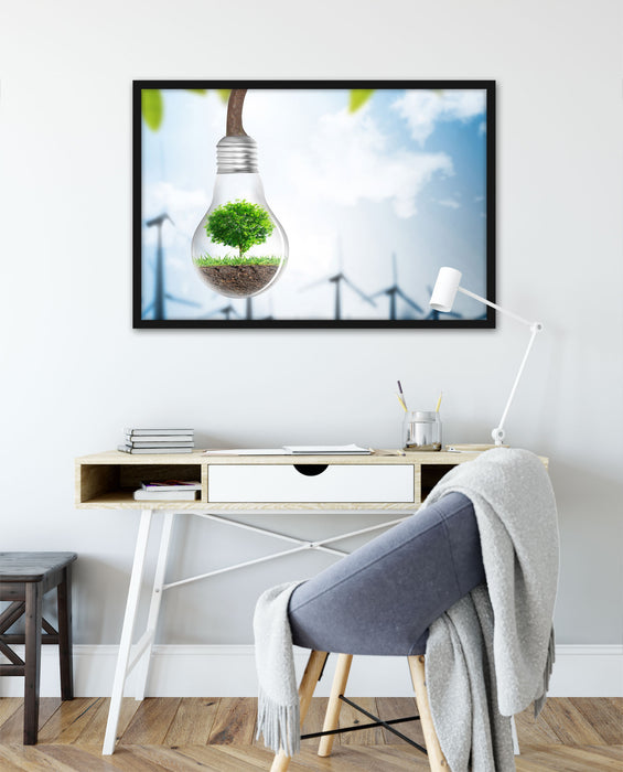 Light bulb energy concept, Poster mit Bilderrahmen