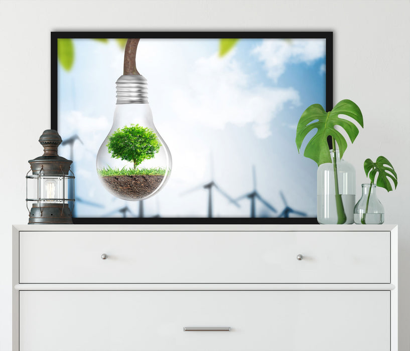 Light bulb energy concept, Poster mit Bilderrahmen