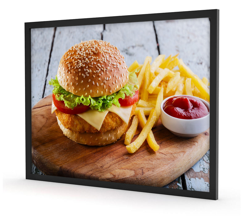 Chickenburger Pommes, Poster mit Bilderrahmen