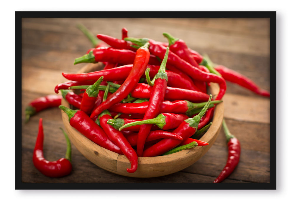 Pixxprint Scharfe Chilishoten, Poster mit Bilderrahmen