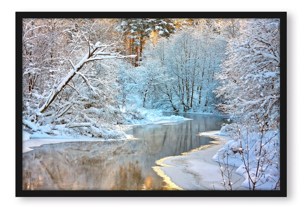 Pixxprint Atemberaubende Winterlandschaft, Poster mit Bilderrahmen