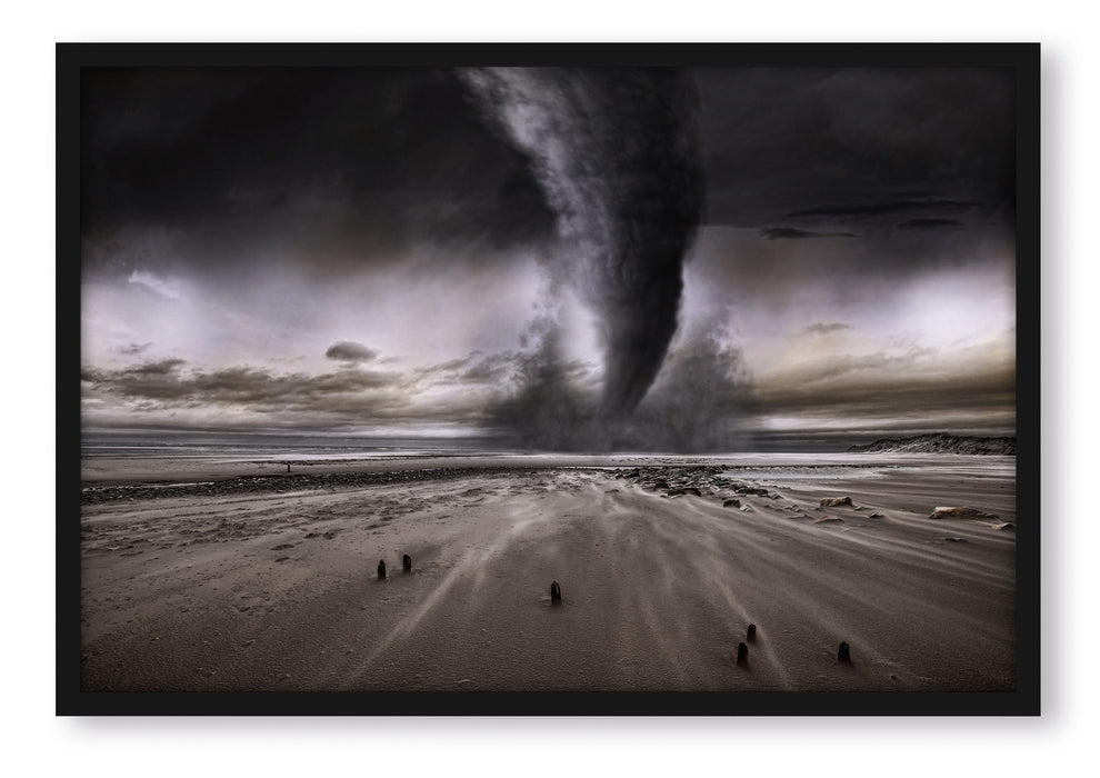 Pixxprint Dramatischer Tornado, Poster mit Bilderrahmen