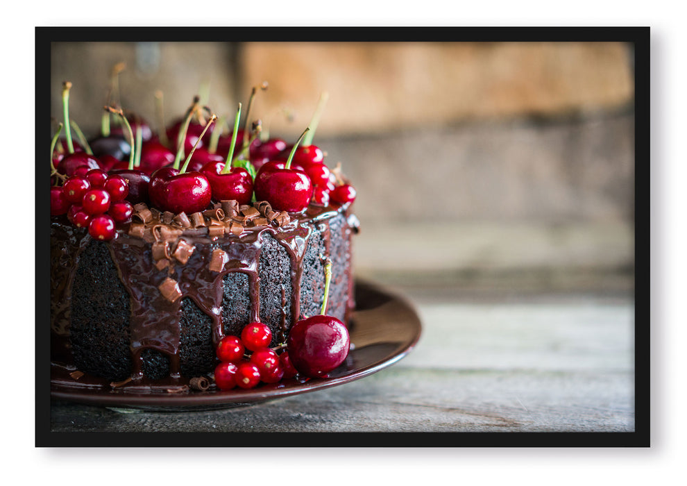 Pixxprint Himmlische Schokoladentorte, Poster mit Bilderrahmen