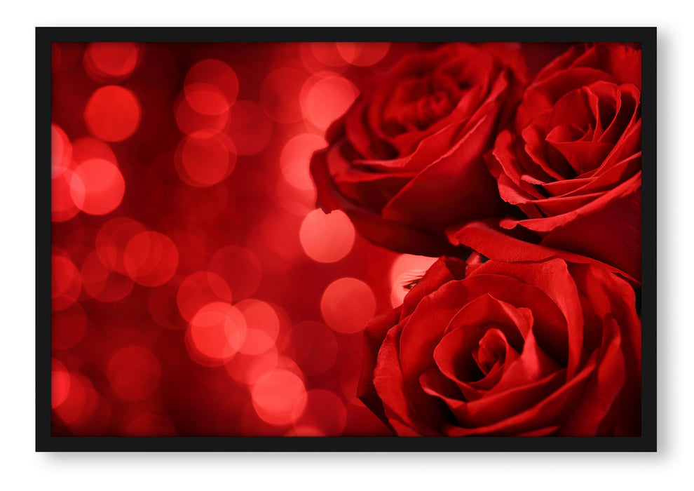 Pixxprint Drei rote Rosen, Poster mit Bilderrahmen