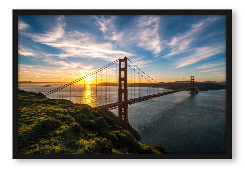 Pixxprint Golden Gate Bridge, Poster mit Bilderrahmen