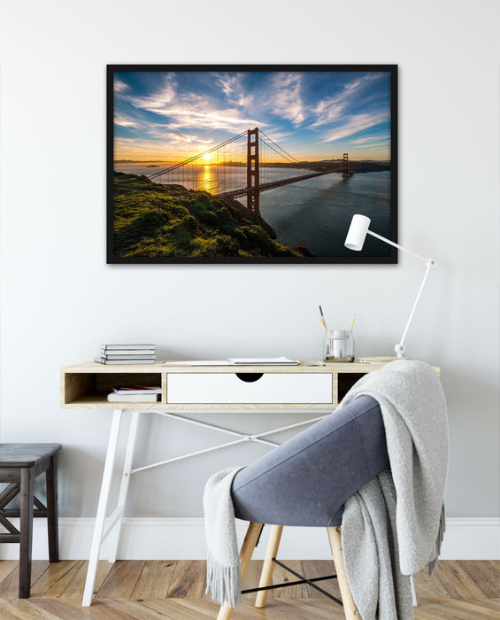 Golden Gate Bridge, Poster mit Bilderrahmen