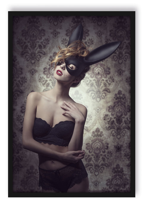 Maskierte attraktive Frau, Poster mit Bilderrahmen