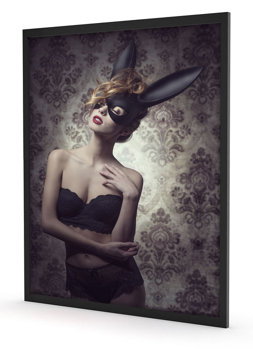 Maskierte attraktive Frau, Poster mit Bilderrahmen