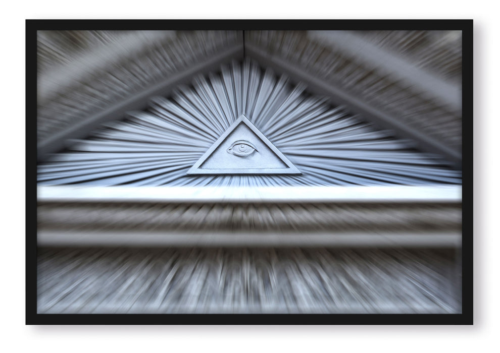 Pixxprint Dach mit Illuminati Auge, Poster mit Bilderrahmen