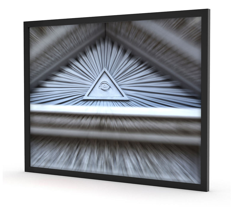 Dach mit Illuminati Auge, Poster mit Bilderrahmen