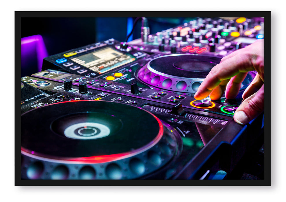 Pixxprint Modern beleuchteter DJ Pult, Poster mit Bilderrahmen