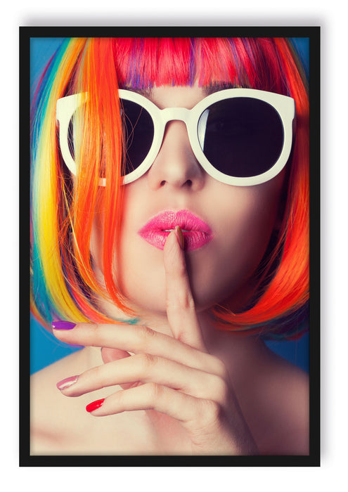 Pixxprint Frau mit Haaren, Poster mit Bilderrahmen