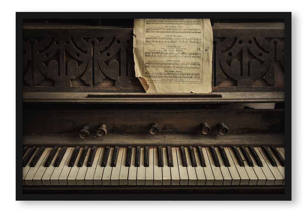Pixxprint Klavier mit Notenblatt, Poster mit Bilderrahmen