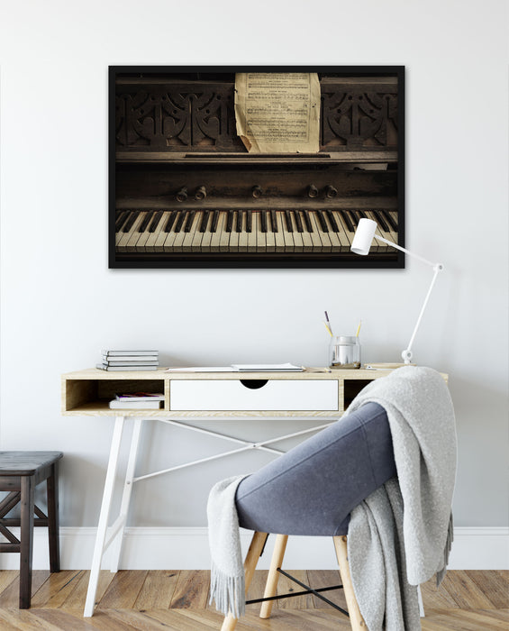 Klavier mit Notenblatt, Poster mit Bilderrahmen