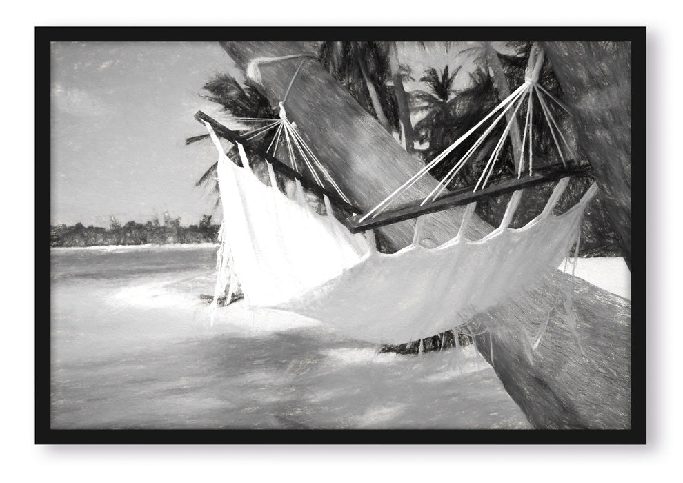 Pixxprint Malediven - Palme Meer Strand, Poster mit Bilderrahmen