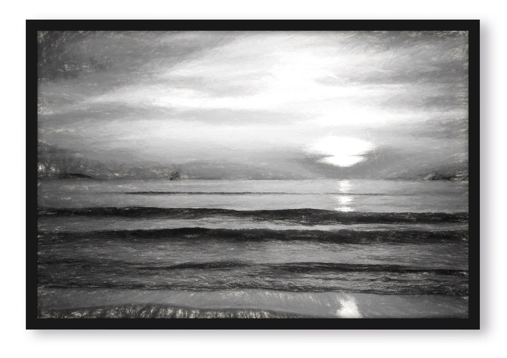 Pixxprint Malibu Beach - Sunrise Water Sand, Poster mit Bilderrahmen