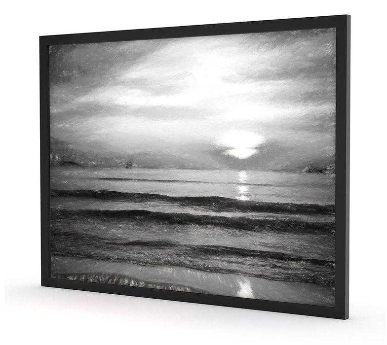 Malibu Beach - Sunrise Water Sand, Poster mit Bilderrahmen