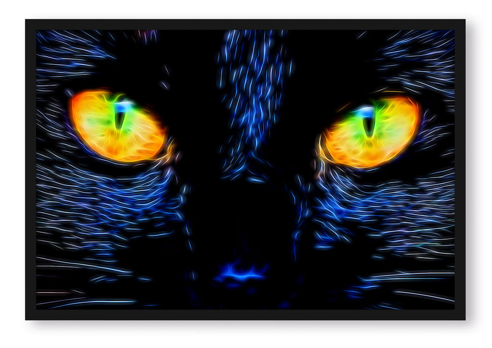 Pixxprint Katze mit Augen, Poster mit Bilderrahmen