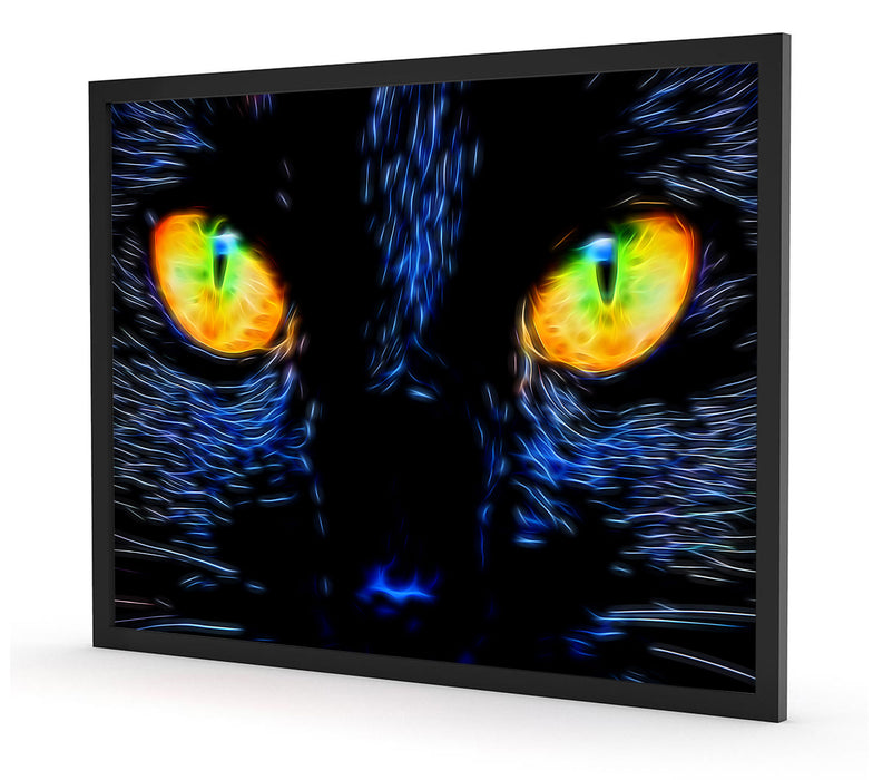 Katze mit Augen, Poster mit Bilderrahmen