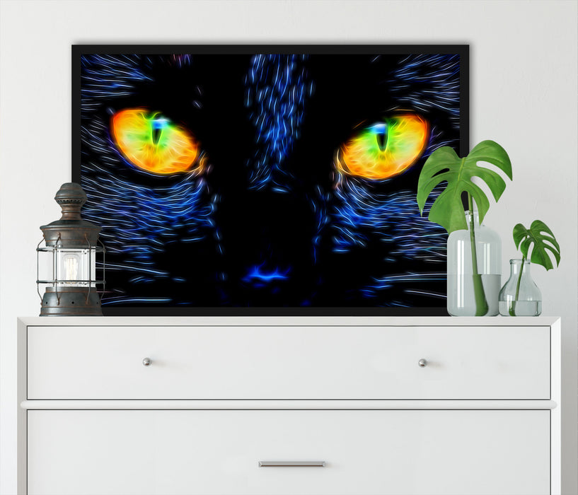 Katze mit Augen, Poster mit Bilderrahmen