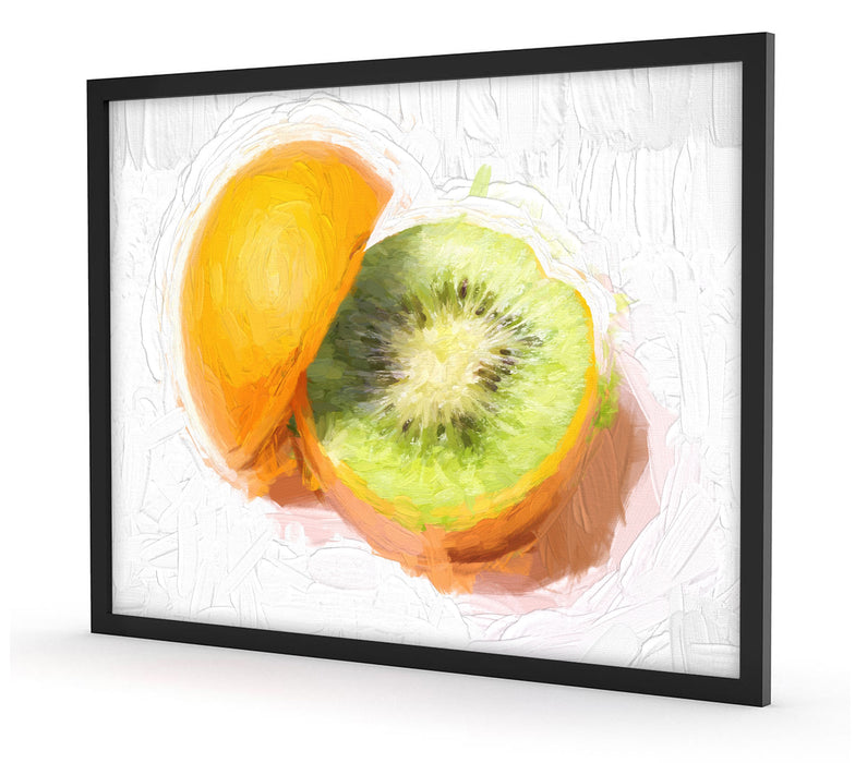 Orange-Kiwi-Frucht, Poster mit Bilderrahmen