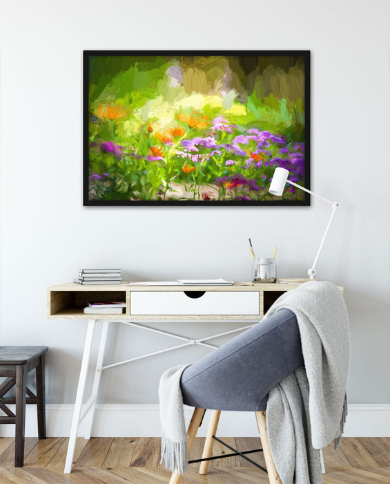 Blumenwiese, Poster mit Bilderrahmen