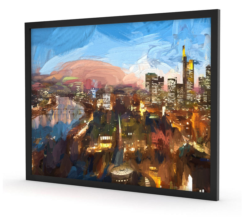 Frankfurt am Main Skyline, Poster mit Bilderrahmen