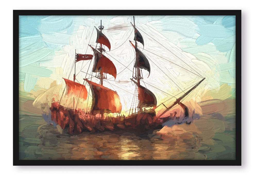 Pixxprint Segelschiff, Poster mit Bilderrahmen