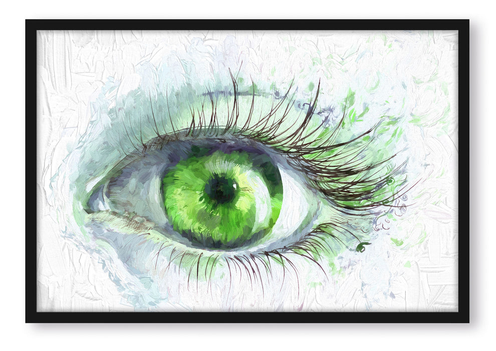 Pixxprint Grünes Auge, Poster mit Bilderrahmen