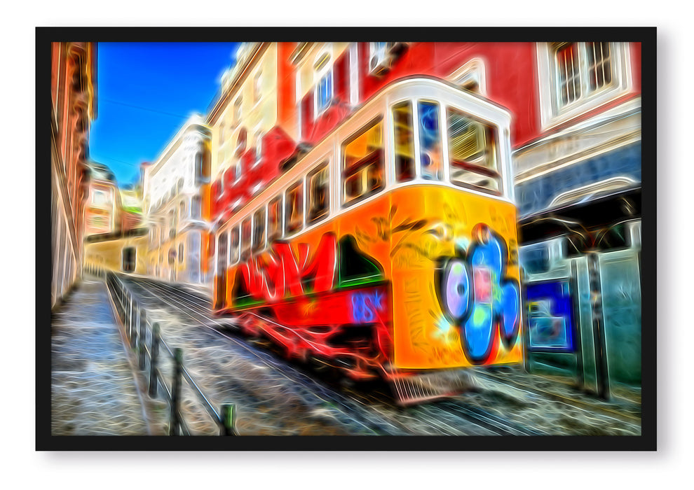 Straßenbahn in Portugal, Poster mit Bilderrahmen
