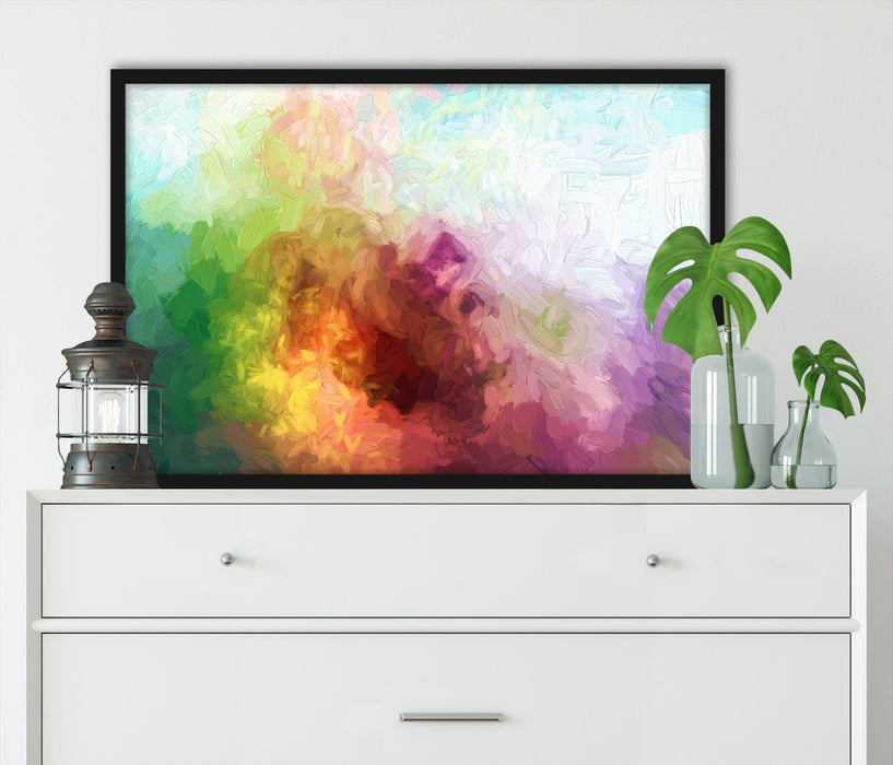 abstrakte bunte Wasserfarben, Poster mit Bilderrahmen