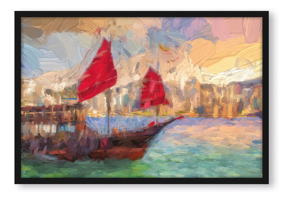 Pixxprint Segelschiff mit Segeln, Poster mit Bilderrahmen