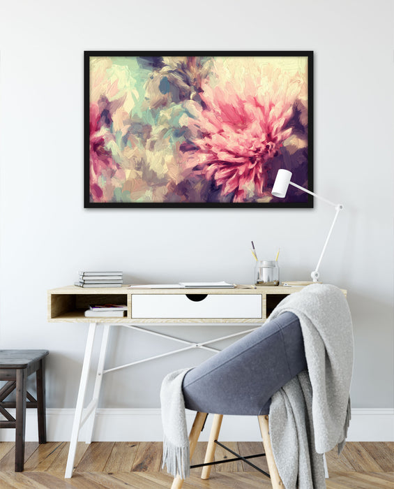 Romantische Blumen, Poster mit Bilderrahmen