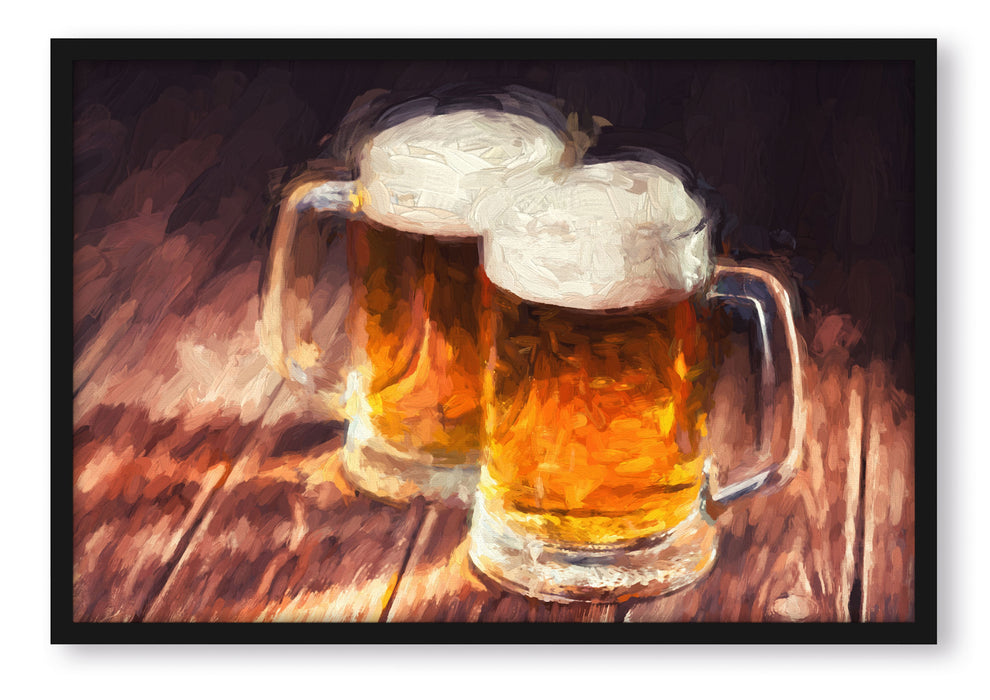 Pixxprint Zwei Maßkrüge Bier, Poster mit Bilderrahmen
