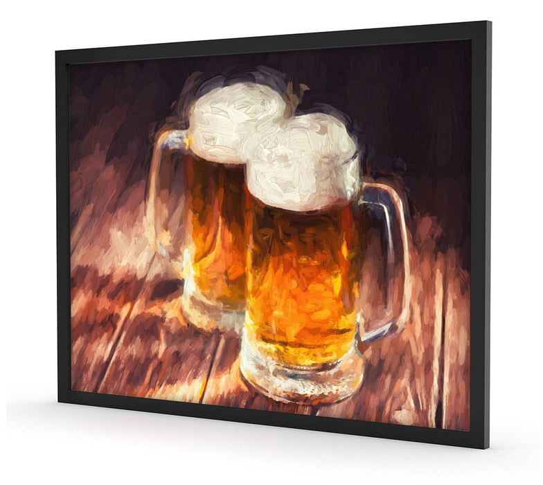 Zwei Maßkrüge Bier, Poster mit Bilderrahmen