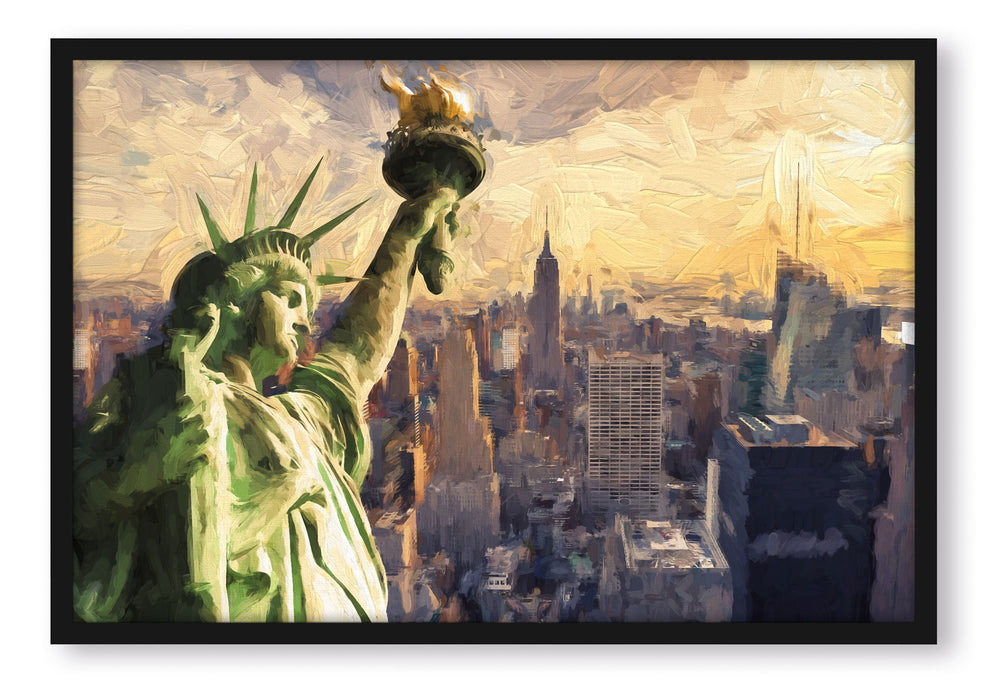 Pixxprint Freiheitsstatue in New York, Poster mit Bilderrahmen