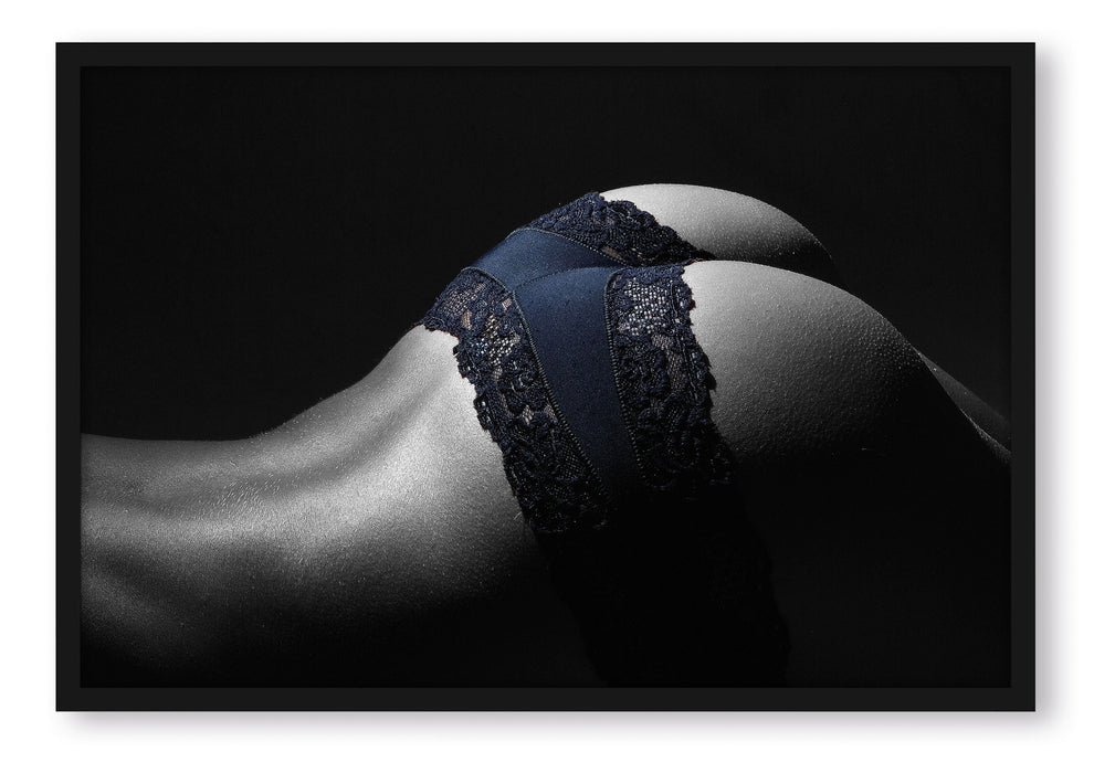 Heißer Frauenpo in sexy Dessous, Poster mit Bilderrahmen