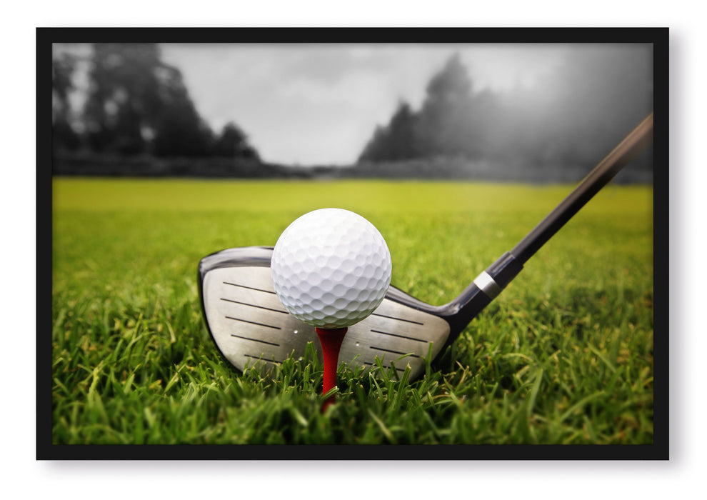 Pixxprint Golf Abschlag, Poster mit Bilderrahmen